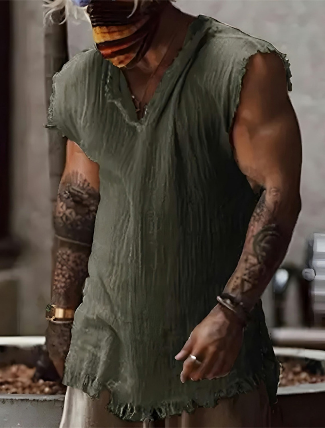 Men's Shirt Linen Viking Style Summer Beach Wear Plain Vacation