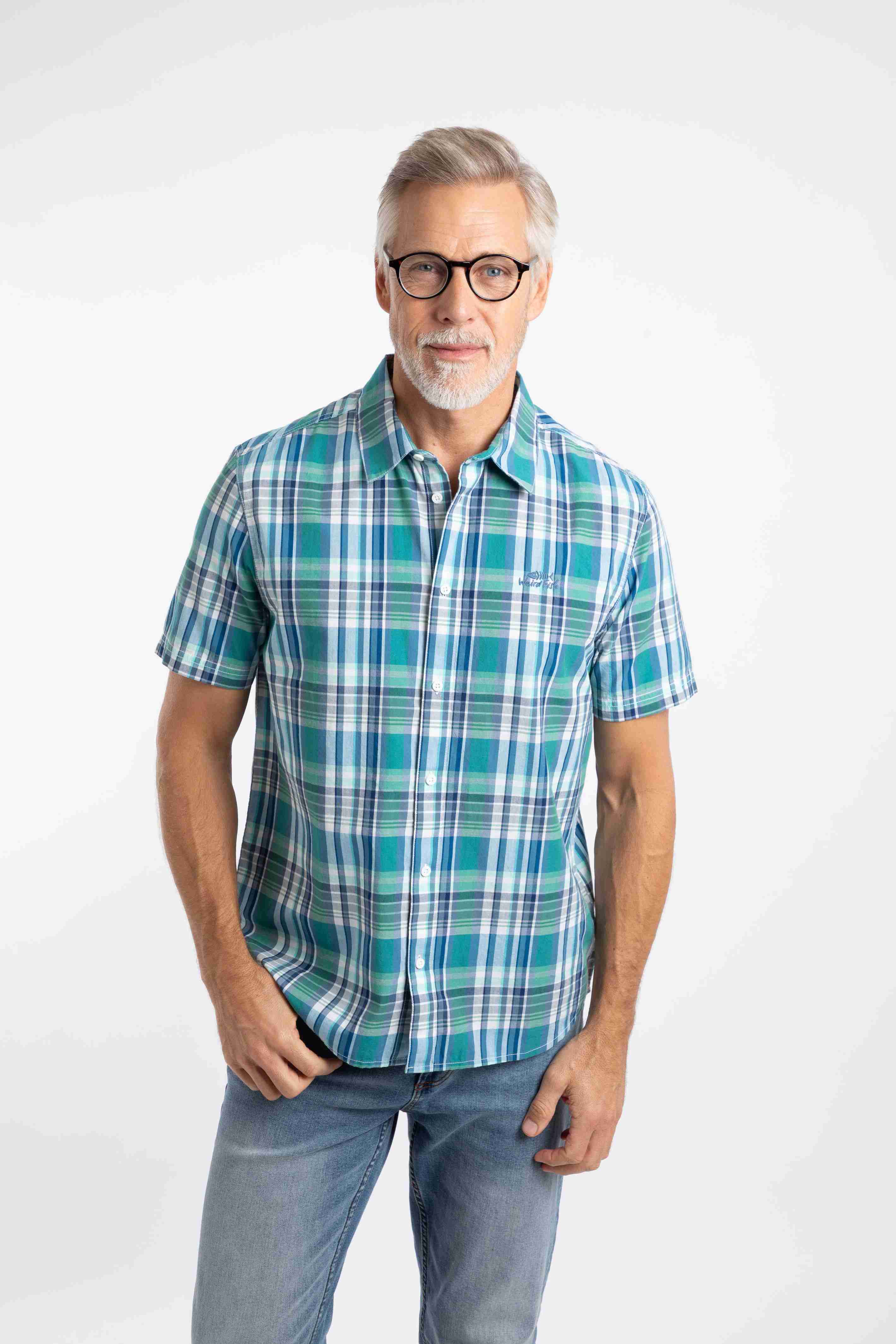 Judd Short Sleeve Check Shirt Faded Blue