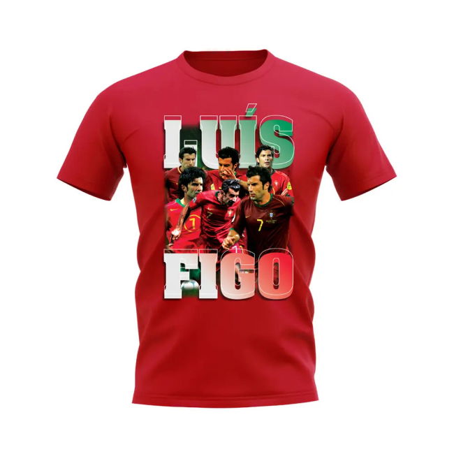 Luis Figo Portugal Bootleg T-Shirt (Red) Euro Premium Holland