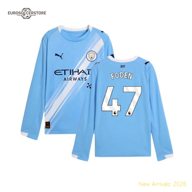 Man City Kids Premium Foden Jersey 2025-2026 Stretchy Tag-free