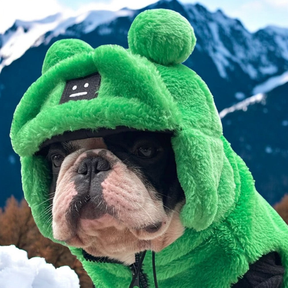 Cozy Winter Warm Dog Hat - Cozy Green Lei Feng Style For French Bulld...