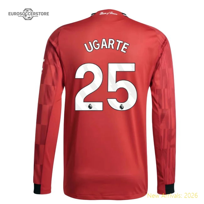 2025-2026 Man Utd Long Sleeve Home Football Jersey (Ugarte 25)