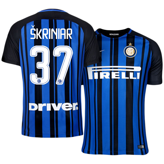 Inter Milan Home 201718 37 Milan Skriniar Soccer Jersey Shirt -