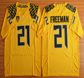 Men's None Royce Freeman #21 game jersey Yellow 2024 authentic Jersey
