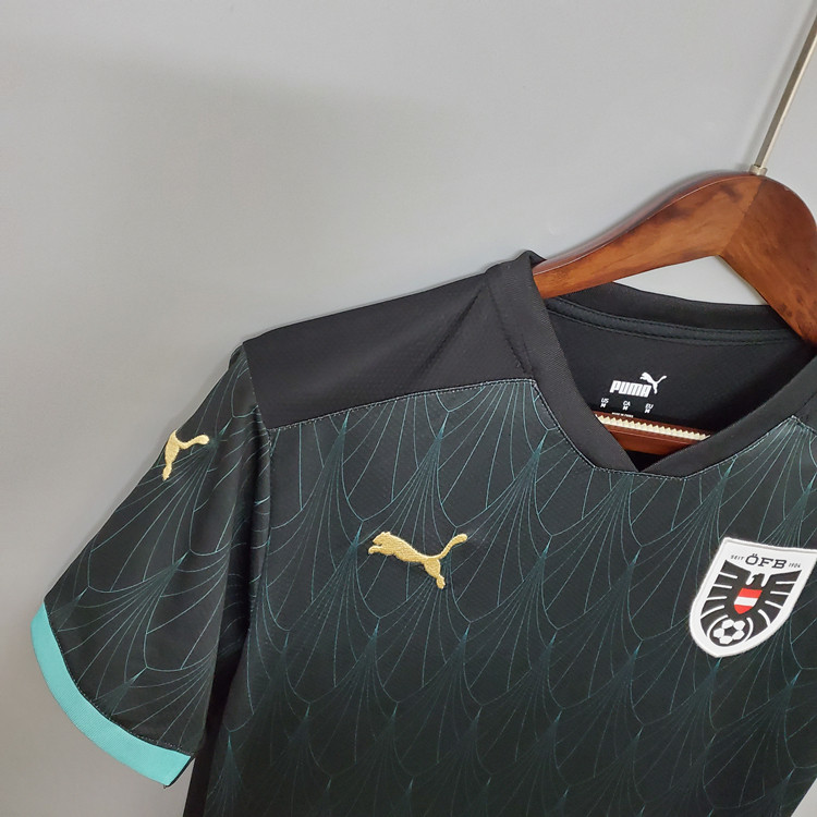 Moisture Wicking Austria Euro 2020 Away Balck Soccer Jersey Football