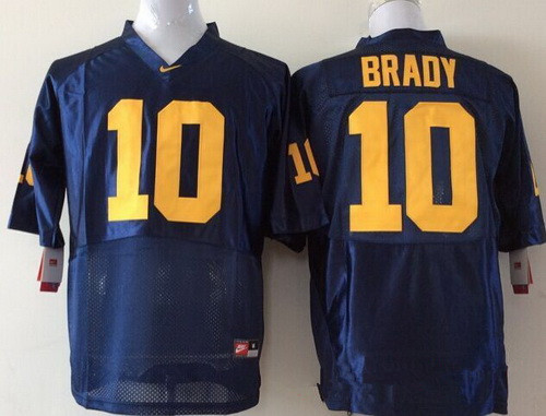 team authorized Men's UM Wolverines Tom Brady #10 Blue 2024 Football