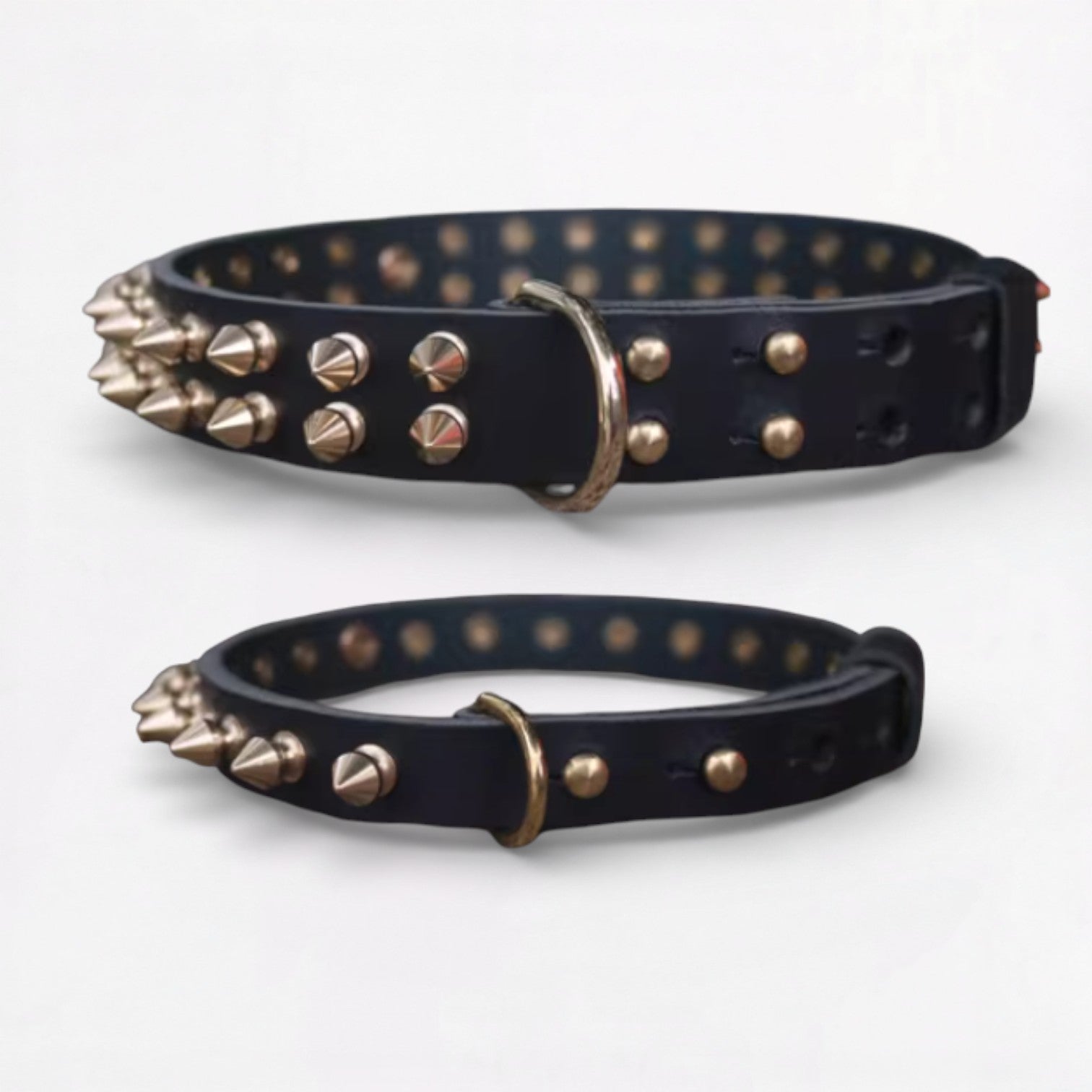 SpikeForge French Bulldog Riveted Collar – Anti-Bite Studded Leather Dog Necklace