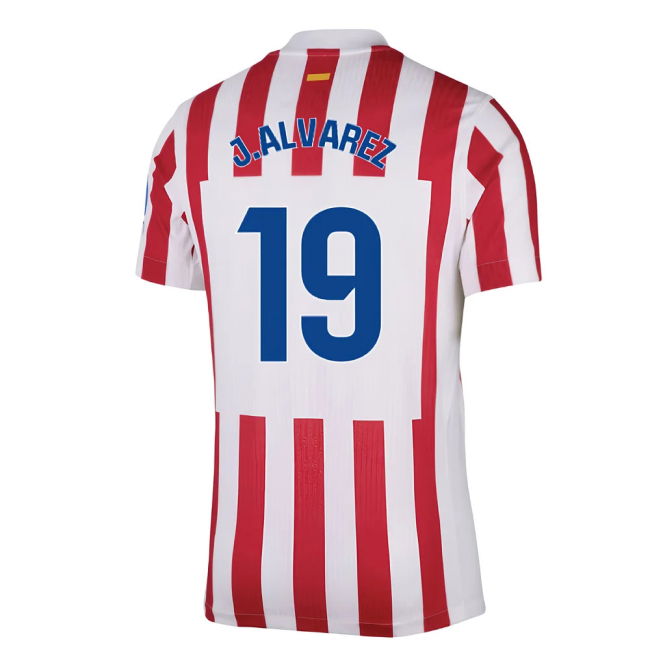2025-2026 Atletico Madrid Home Auth Shirt (J.Alvarez 19) - Supporte...