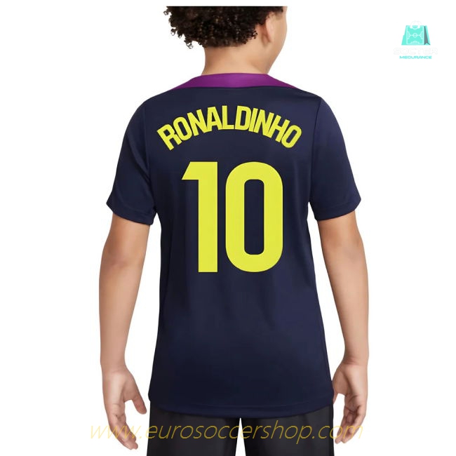 2025-2026 Barcelona Strike Training Shirt (Purple) - Kids (Ronaldinho 10)