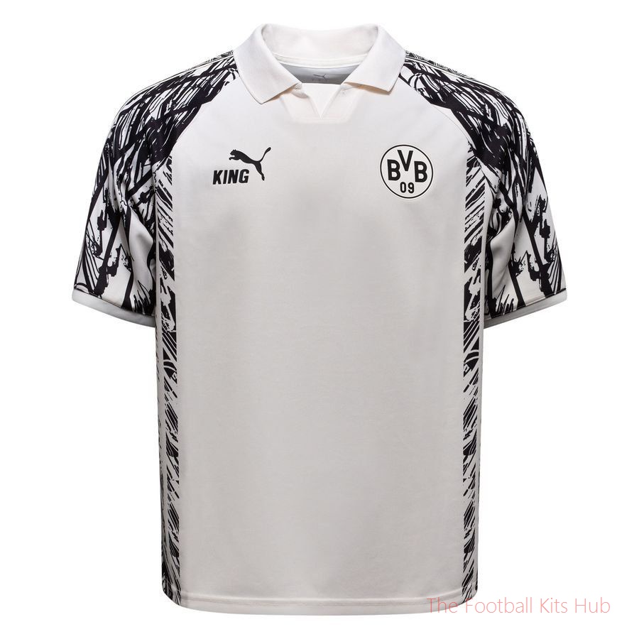 Dortmund Football Shirt King Retro - Warm White/PUMA Black
