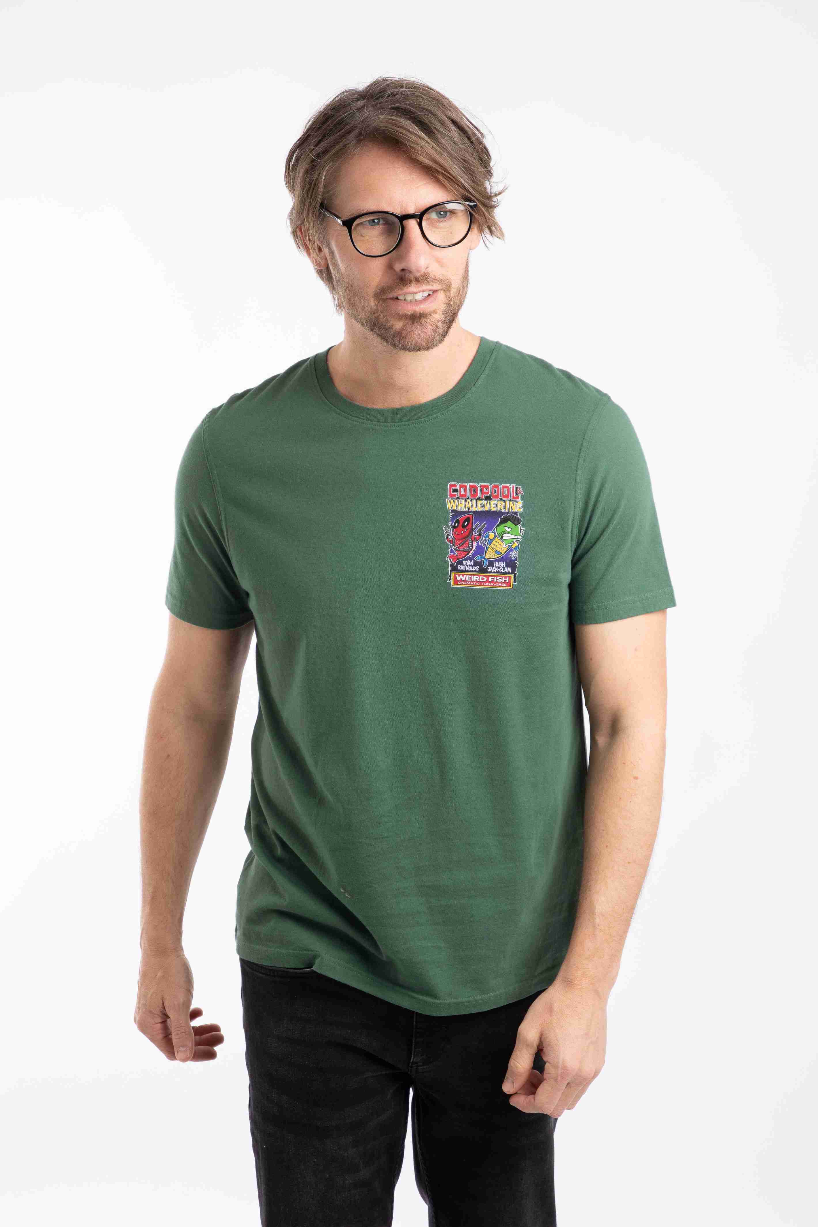 Codpool Back Print Artist T-Shirt Dusky Green
