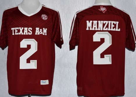 Men's None Red 2013 performance Johnny Manziel #2 alternate jersey