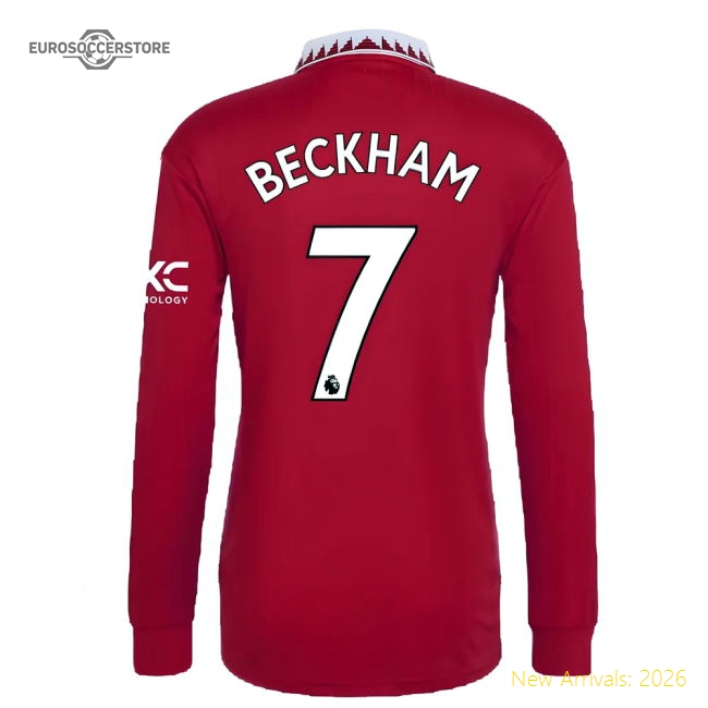Exceptional 2022-2023 Man Utd Long Sleeve Home Shirt (beckham 7)