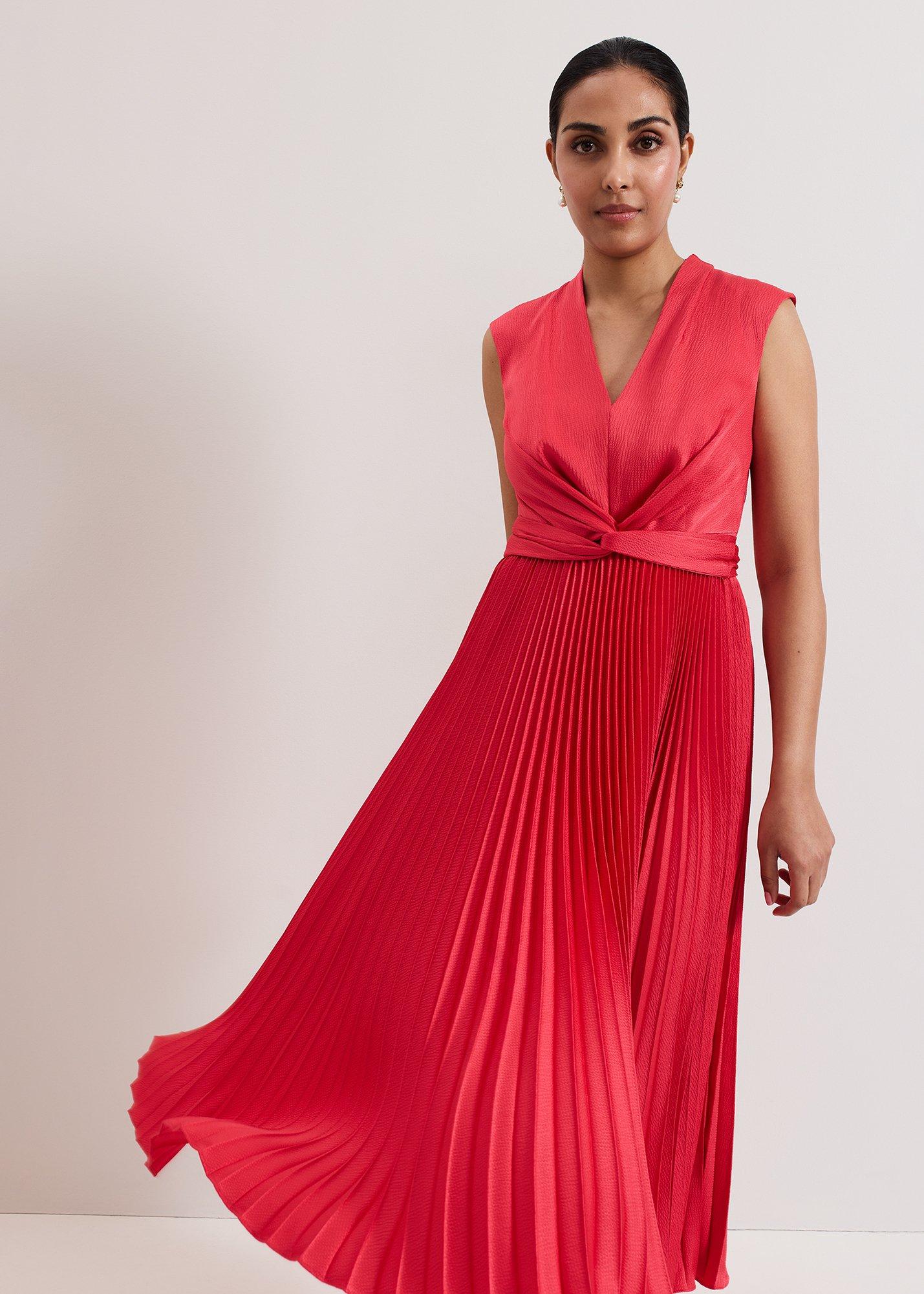 Petite Celestia Wrap Front Pleat Midi Dress