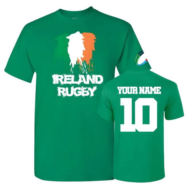 Ireland Country Rugby T-Shirt (Your Name) Worldcup Quality