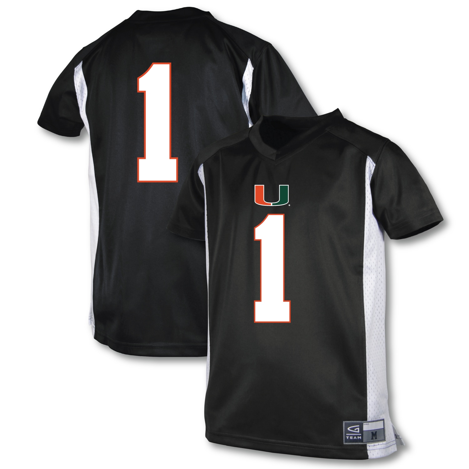 #1 Miami Hurricanes Garb Youth Football Jersey - Black