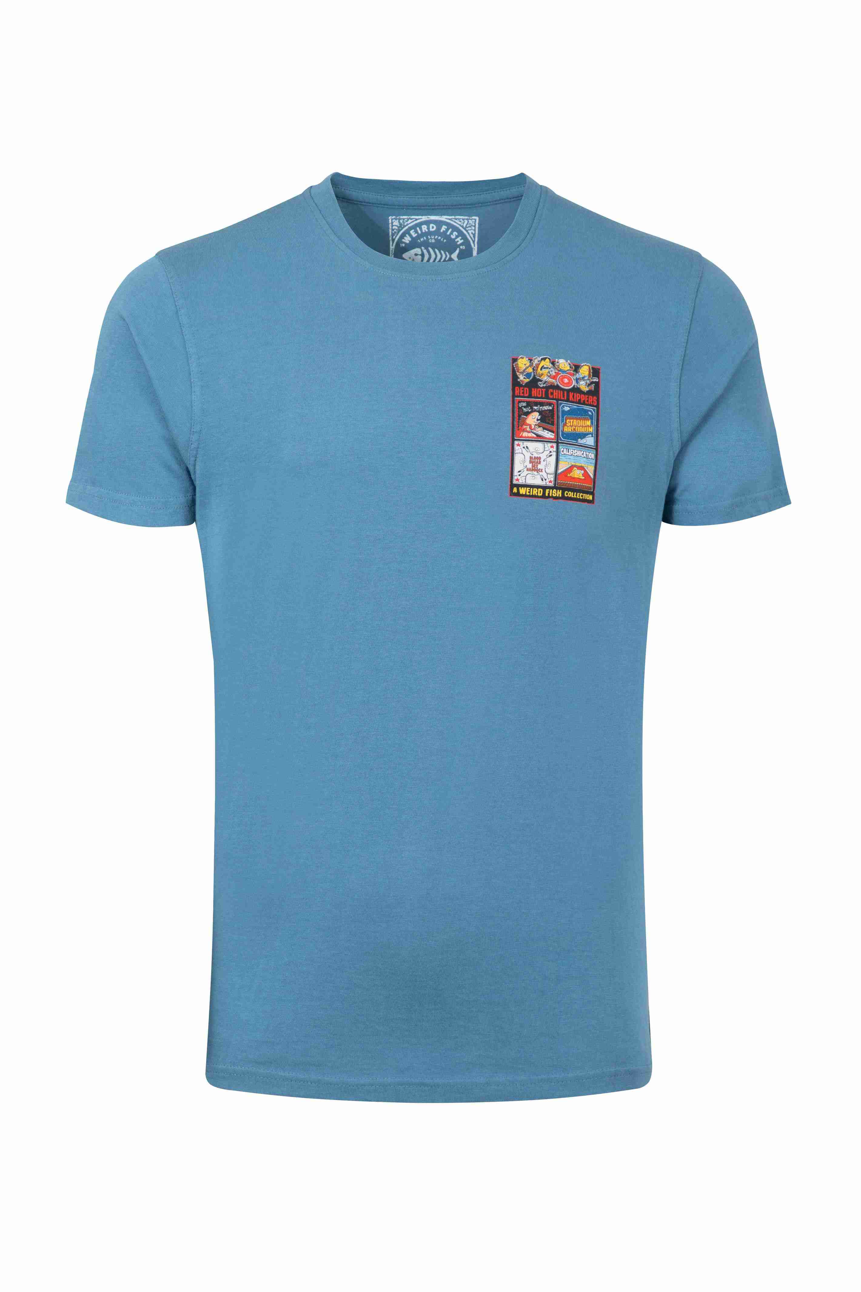 Chili Kippers Back Print Artist T-Shirt Washed Blue