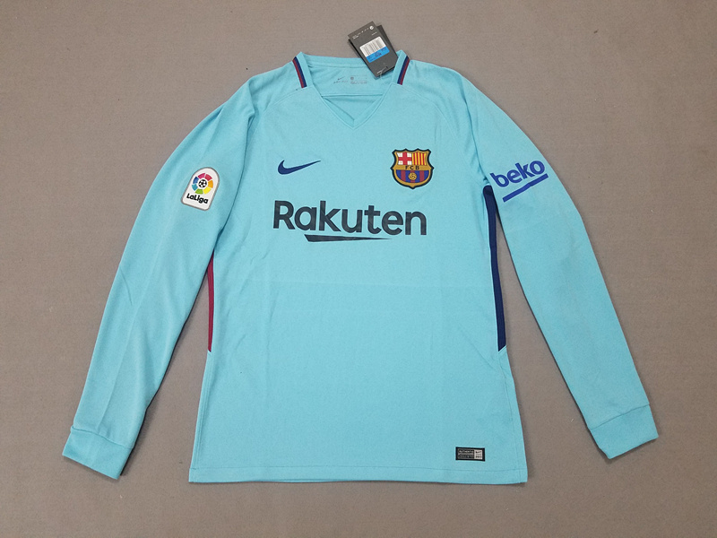 Barcelona Away 201718 LS Soccer Jersey Shirt - Official Replica 12050