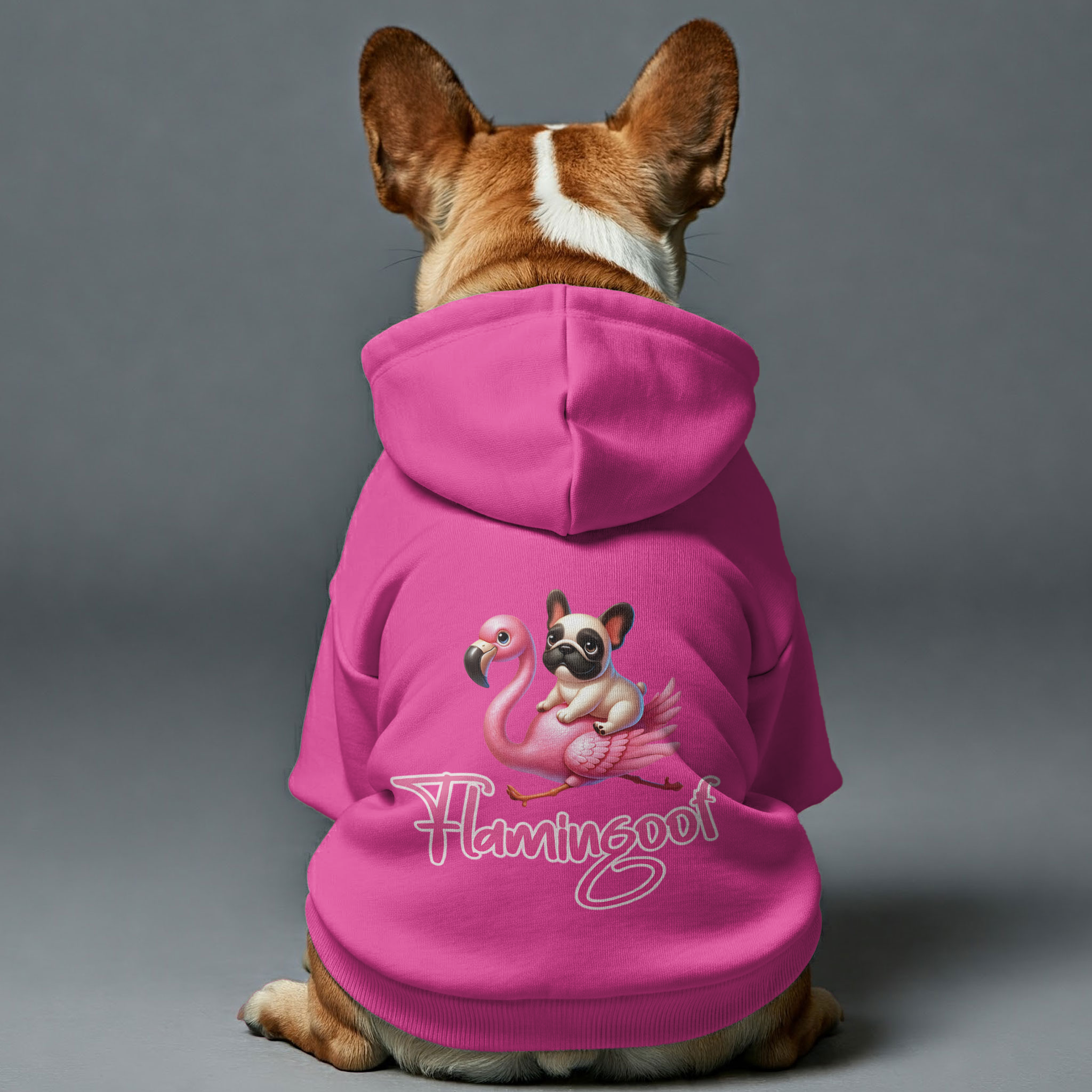 Street-Ready Flamingoof - Personalized French Bulldog Hoodies With Fu...
