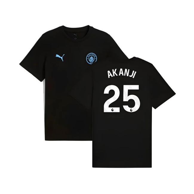 2025-2026 Man City FtblESS Tee (Black) (Akanji 25)