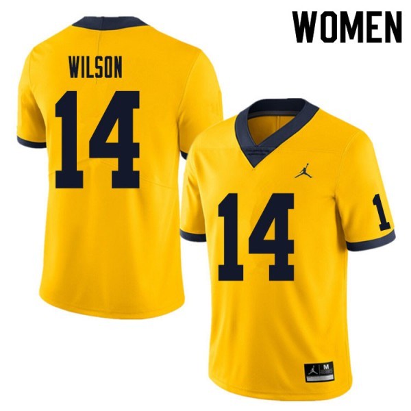 Women Michigan Wolverines Yellow #14 Jordan Yellow Performance