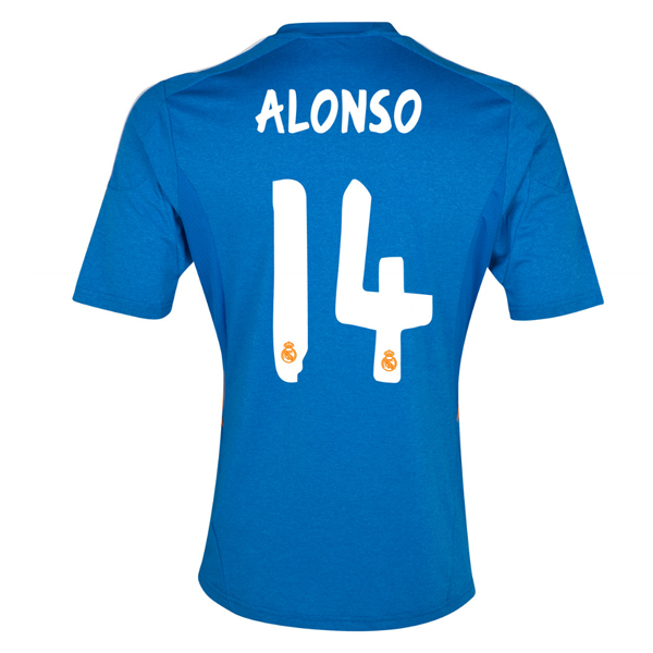 Authentic 13-14 Real Madrid 14 Alonso Away Blue Soccer Jersey Shirt