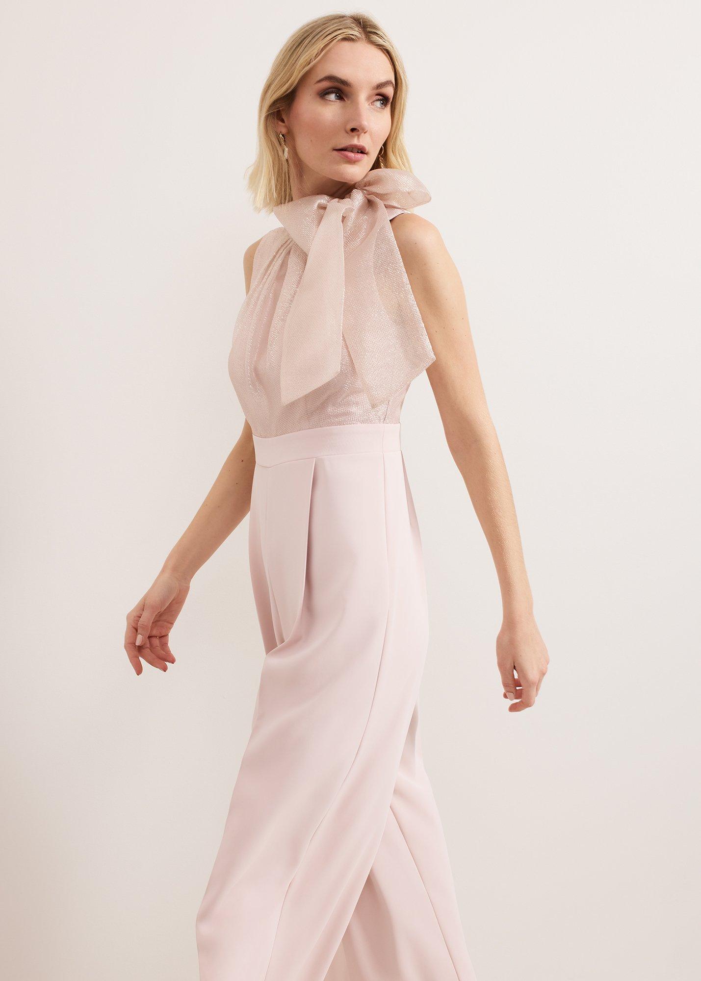 Stephy Shimmer Tie Neck Jumpsuit