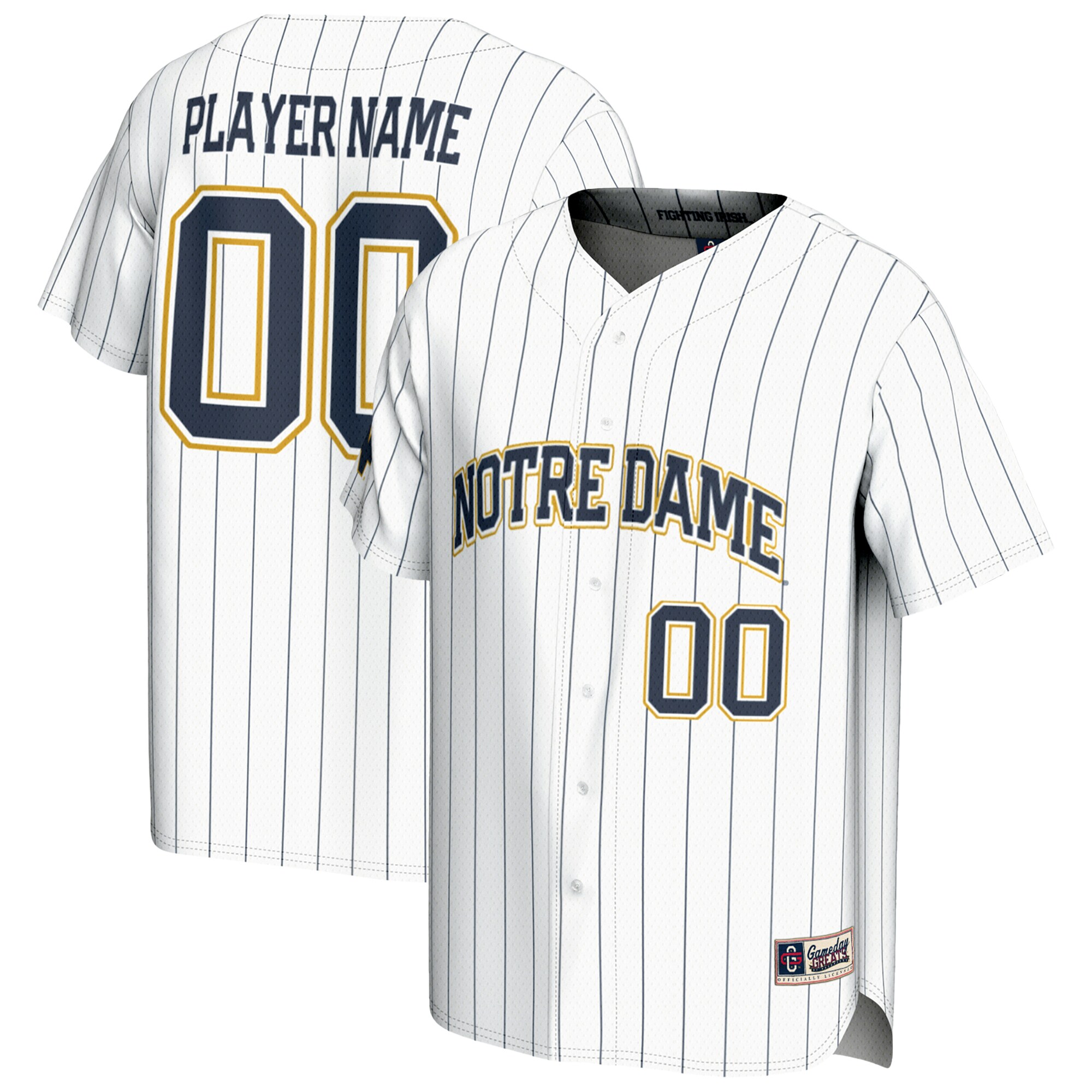 [NJP] Notre Dame Fighting Irish GameDay Greats Youth NIL Pick-A-Player Baseball Lightweight Jersey - White