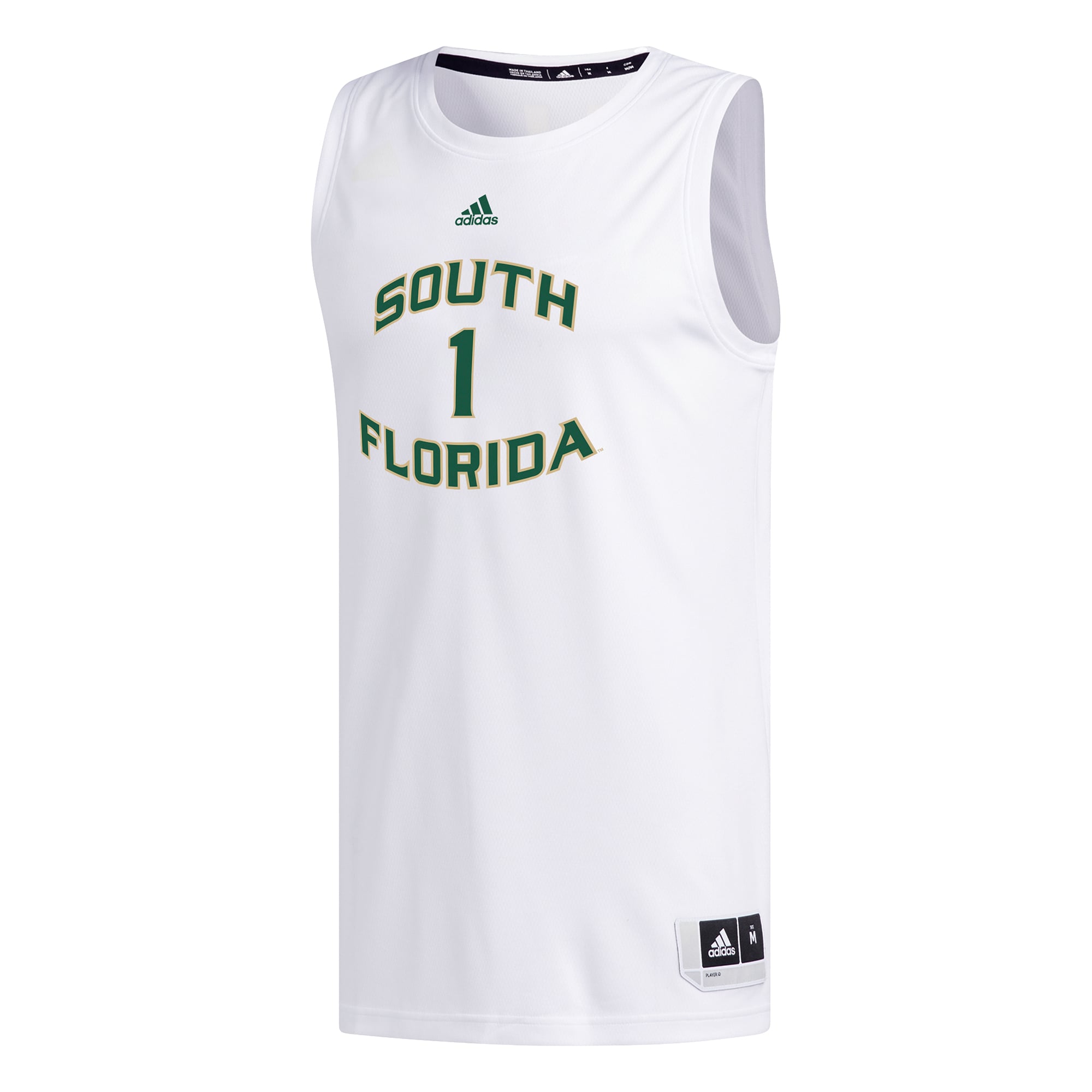 #1 South Florida Bulls adidas Replica Basketball Jersey - White