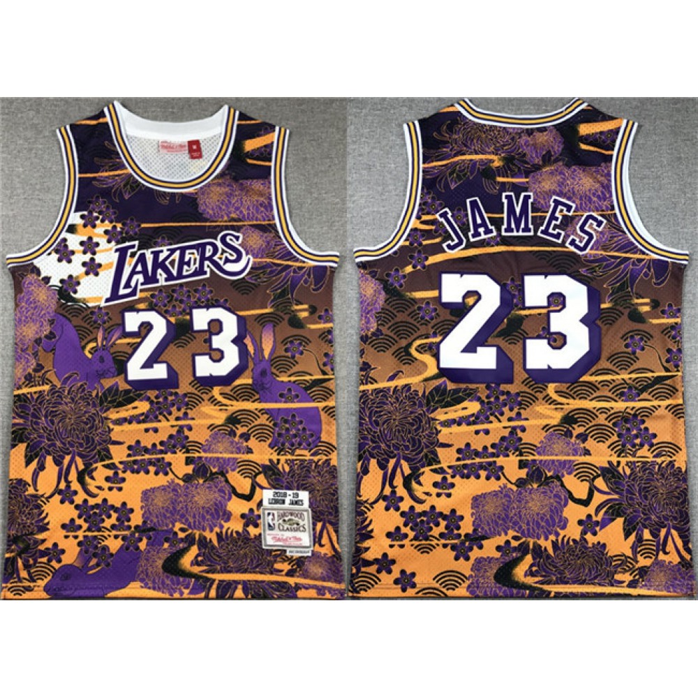 Cost-Effective Men's LAL #23 LeBron Yellow Basketball Jersey