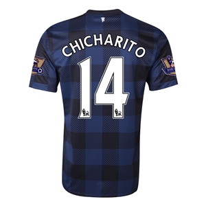 13-14 Manchester United 14 CHICHARITO Away Black Jersey Shirt -