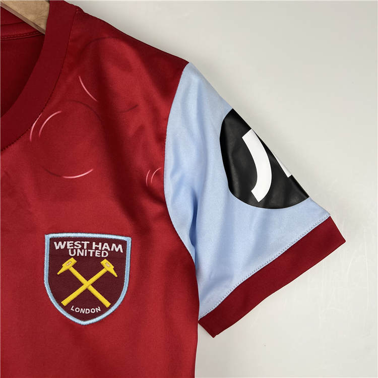Kids West Ham United 2324 Home Red Football KitsShirtShorts -