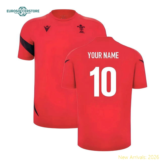 2025-2026 Wales WRU Player Training Shirt (Red) - Kids (Your Name)