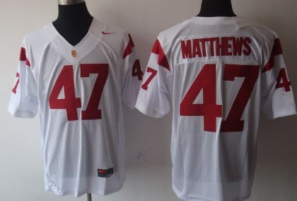 official licensed Men's None Matthews White #47 White 2024 Football