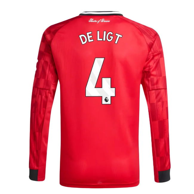2025-2026 Man Utd Long Sleeve Home Kit (Kids) (De Ligt 4)