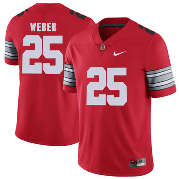 authentic Men's OSU Ohio Mike Weber #25 Red 2018 Football Jersey