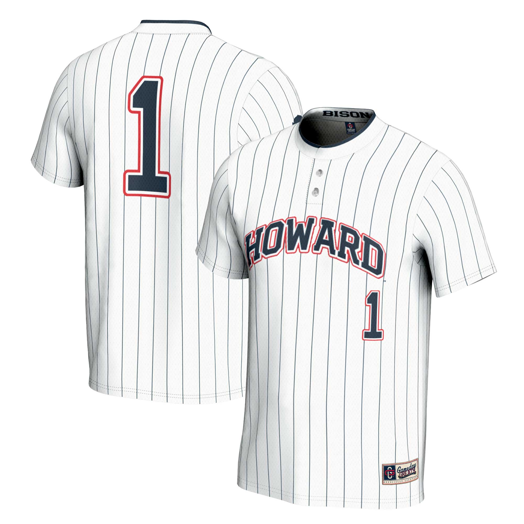 [NJP] Howard Bison GameDay Greats Youth Lightweight Softball Jersey - White