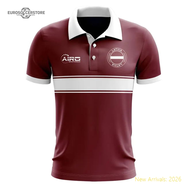 Latvia Concept Stripe Polo Shirt (Maroon)
