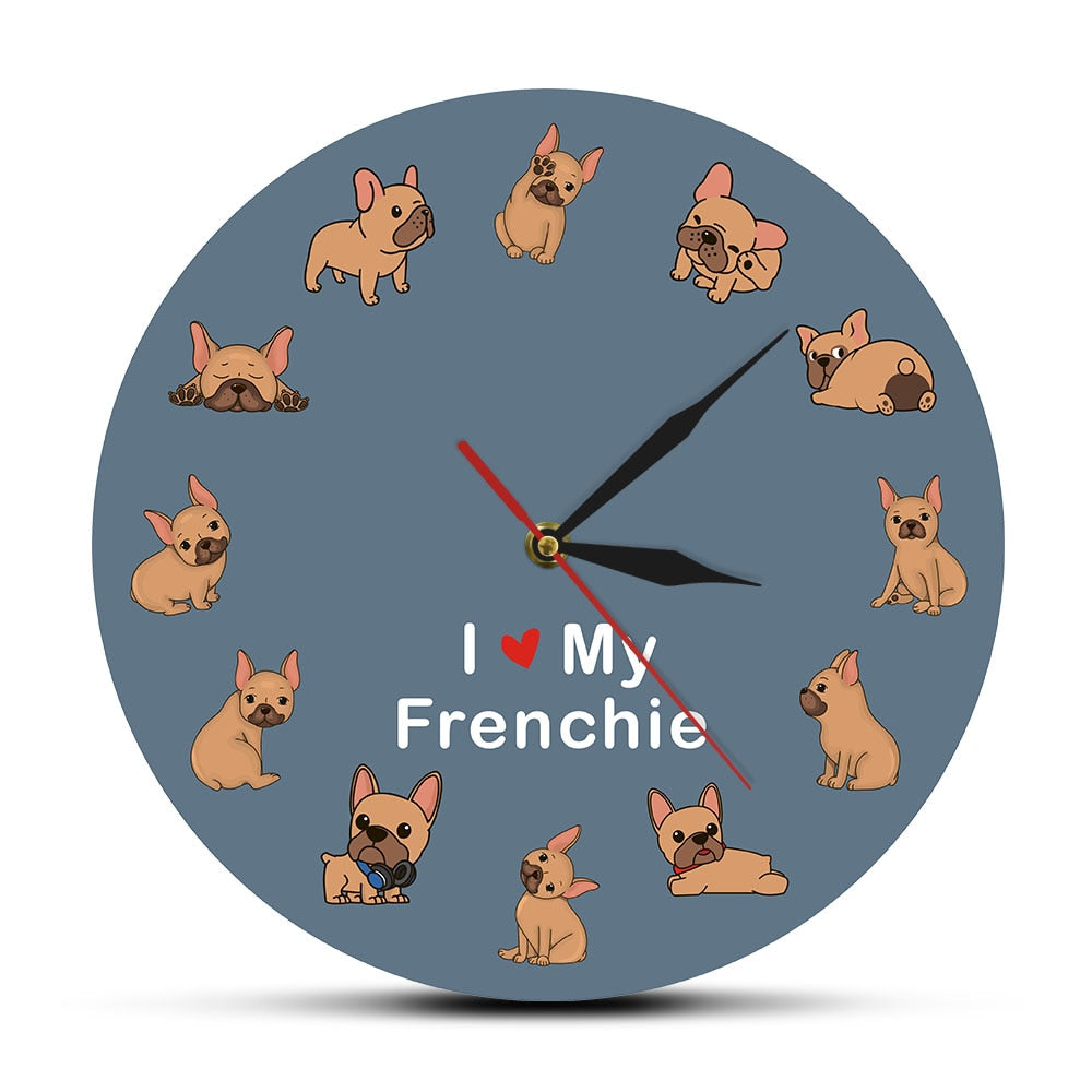Durable Frenchie-Fan I Love My Frenchie - Wall Clock for Pet Enthusiasts