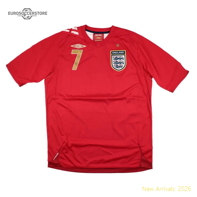 England 2006 Away Jersey Shirt #7 Football Fan Apparel