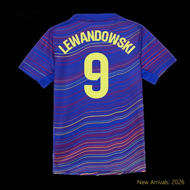 2025-2026 Barcelona Academy Pro Pre Match Shirt (Blue) - Kids (Lewandowski 9)