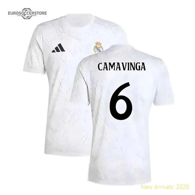 Popular 2024-2025 Real Madrid Pre-Match Shirt (White) (Camavinga 6)