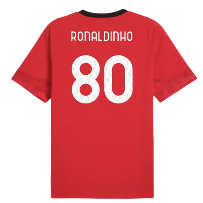 2025-2026 AC Milan Training Jersey (Red) (Ronaldinho 80)