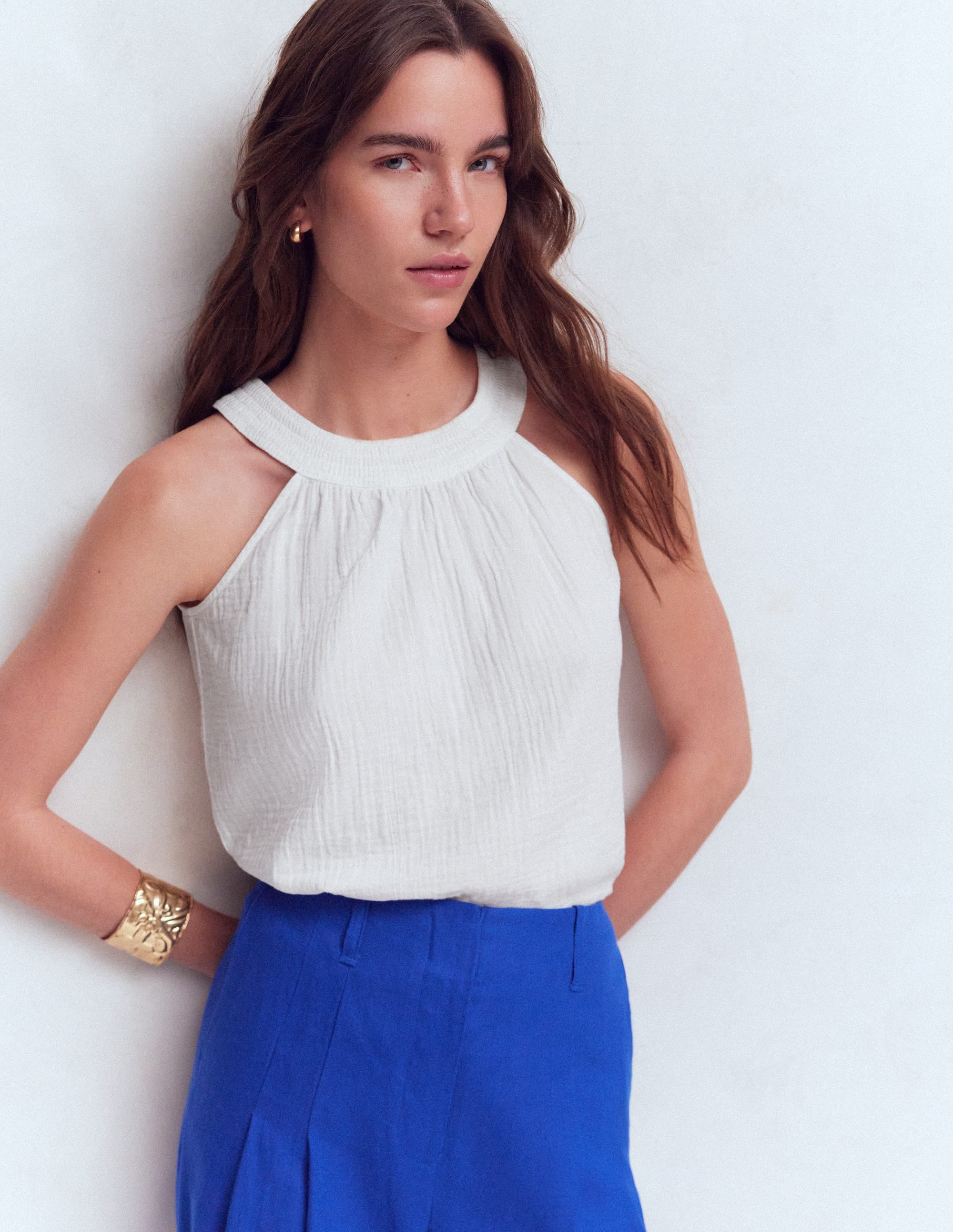Halter-neck Double Cloth Top