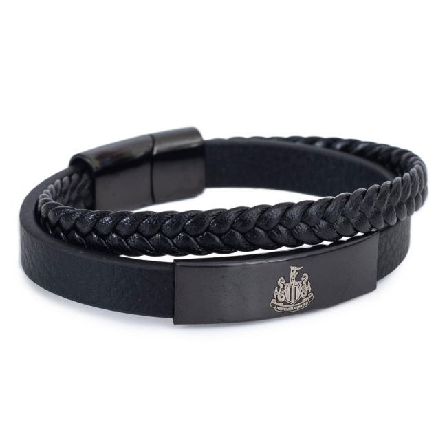 Fashionable Newcastle Newcastle United FC Black IP Leather Bracelet...
