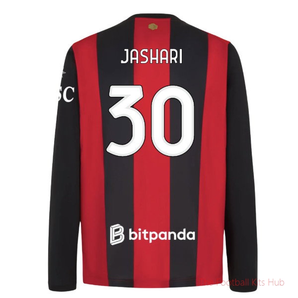 AC Milan Long Sleeve Home Shirt Jashari #30 2026-2027 Match Jersey