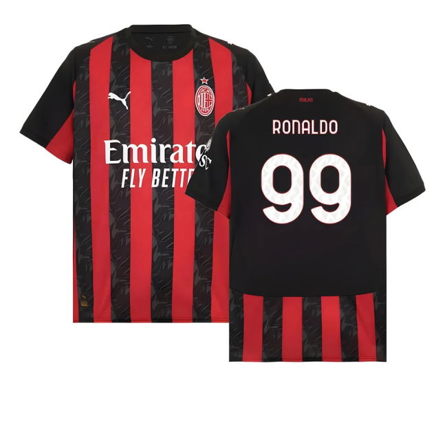 2025-2026 AC Milan Home Best Value Shirt (Ronaldo 99) Moisture Wicking