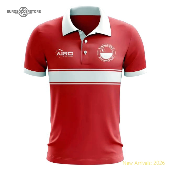 Singapore Concept Stripe Polo Shirt (red) - Budget-friendly