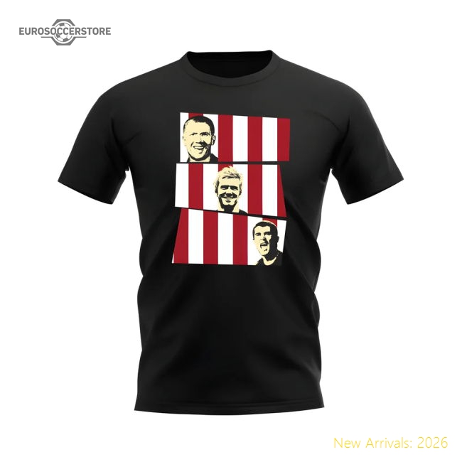 Official Scholes Beckham Keane Manchester United Trio T-shirt (black