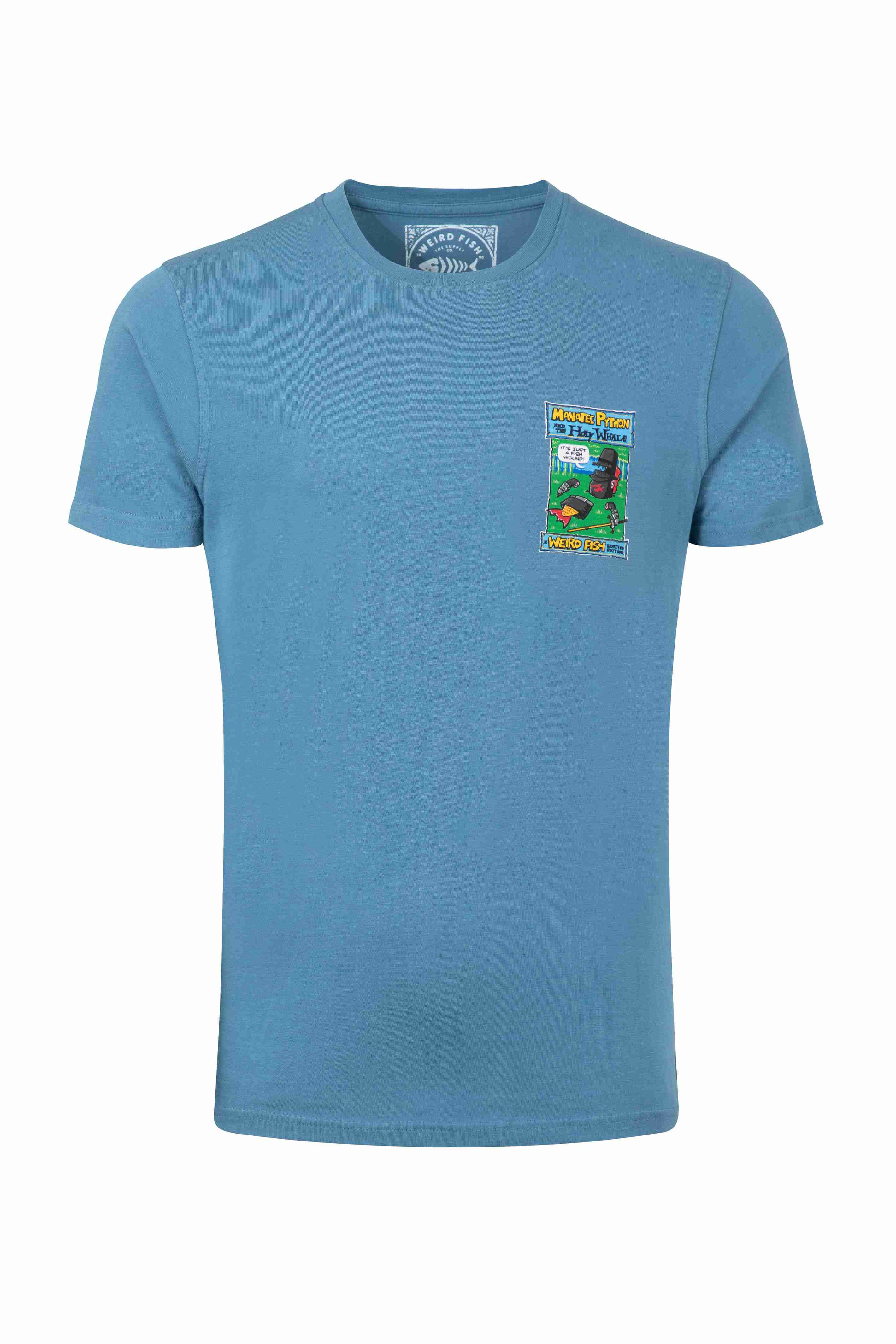 Holy Whale Back Print Artist T-Shirt Washed Blue